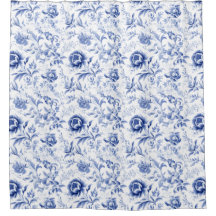 Toalete Floral Azul Branco Água-Forte Francês