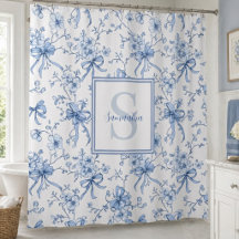 Toalha Monograma Nome Toile Francês Floral Azul