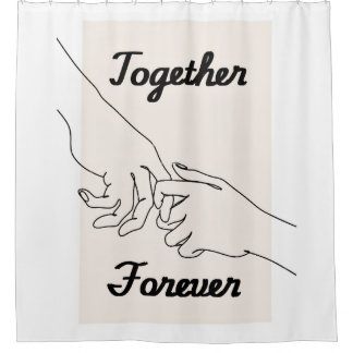 Cortina Para Box Together Forever Minimalist Line Art Shower Curtai