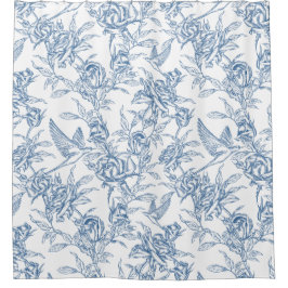 Cortina Para Box Toile de Jouy Azul Francesa