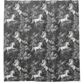 Cortina Para Box Toile De Jouy Monocromos Unicórnios
