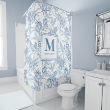 Toile de Jouy Monograma Azul Francês