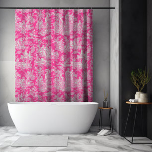 Cortina Para Box Tóile de jouy, rosa-quente, elegante