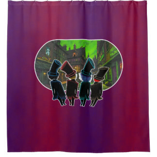 Cortina Para Box Top hats on the street Shower Curtain