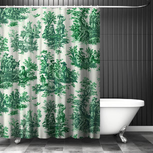 Cortina Para Box Torre verde-floral da Vintage