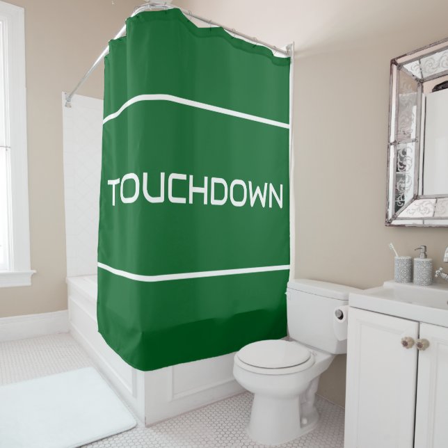 Cortina Para Box TOUCHDOWN Listras de Texto Branco Moderno em Verde (In Situ)