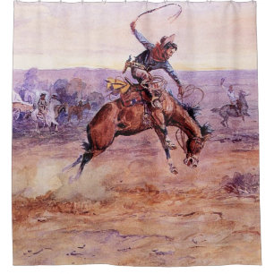 Cortina Para Box “Touro Xucro” Arte Cowboy por Charles Russell
