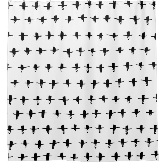 Cortina Para Box Traço Geométrico à Mão Preta (Frente)