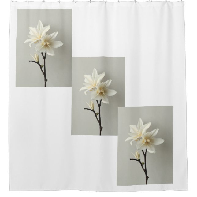 Cortina Para Box "Tranquilidade Floral: Vanilla Flower Bathroom Déc (Frente)