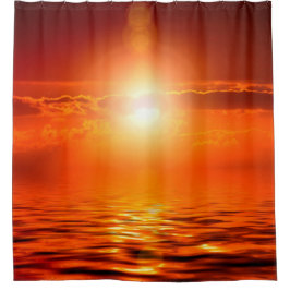 Cortina Para Box Tranquilo Sunset Orange Ouro Sky, ao largo do mar