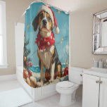 Cortina Para Box Treing Walker Coonhound Christmas Vintage Beach<br><div class="desc">Traga o calor dos feriados para a costa com esta charmosa design inspirada na vintagem, que apresenta um cão festivo sentado numa praia serena. Com um clássico toque de feriado de tons nostálgicos e vibrações costeiras, esta trabalho de arte captura a magia do Natal pelo mar. Perfeito para espalhar alegria...</div>