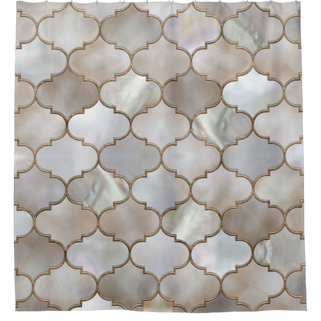 Cortina Para Box Trellis Pearl e Dourado marroquino (Frente)