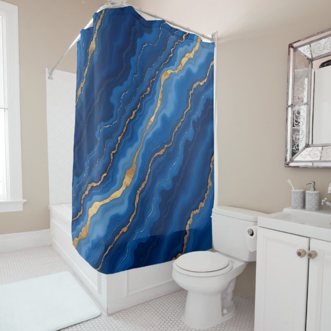 Cortina Para Box Trendy Royal Blue Marble Collection (In Situ)