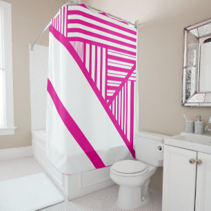 Cortina Para Box Triângulo Stripes em magenta e branco