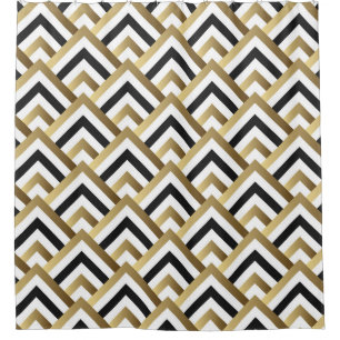 Cortina Para Box Triângulos abstrato: Dourado preto sem costura