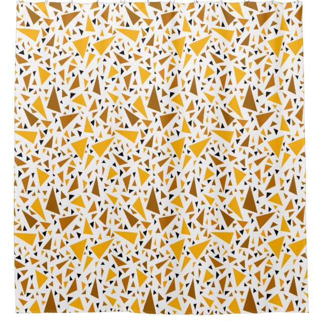 Cortina Para Box Triângulos castanhos amarelos sobre fundo retroati (Frente)