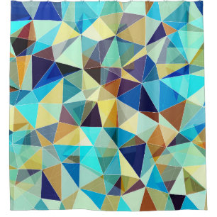 Cortina Para Box Triângulos Geométricos: Padrão Colorido de Abstrat