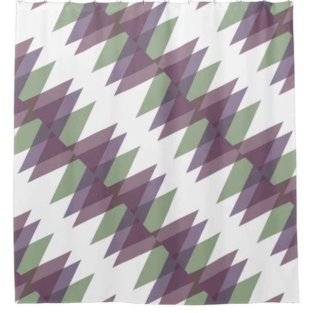 Cortina Para Box Triângulos Mauve e Verde (Frente)