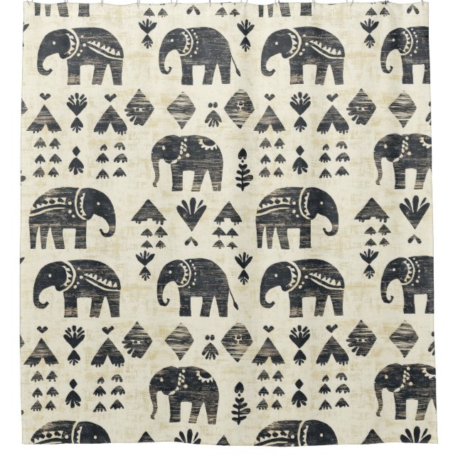 Cortina Para Box Tribal Elephant Boho Pattern (1) (Frente)