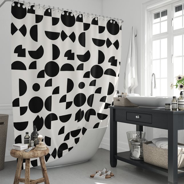 Cortina Para Box Tribal Geométrico Moderno e Branco (White Modern Elegant Geometric Tribal Shower Curtain)