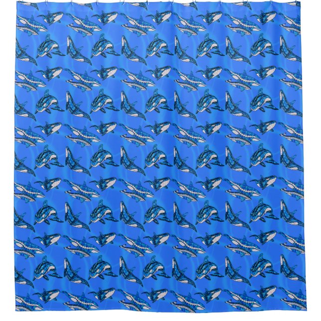Cortina Para Box Tribal Orcas Whales (Frente)