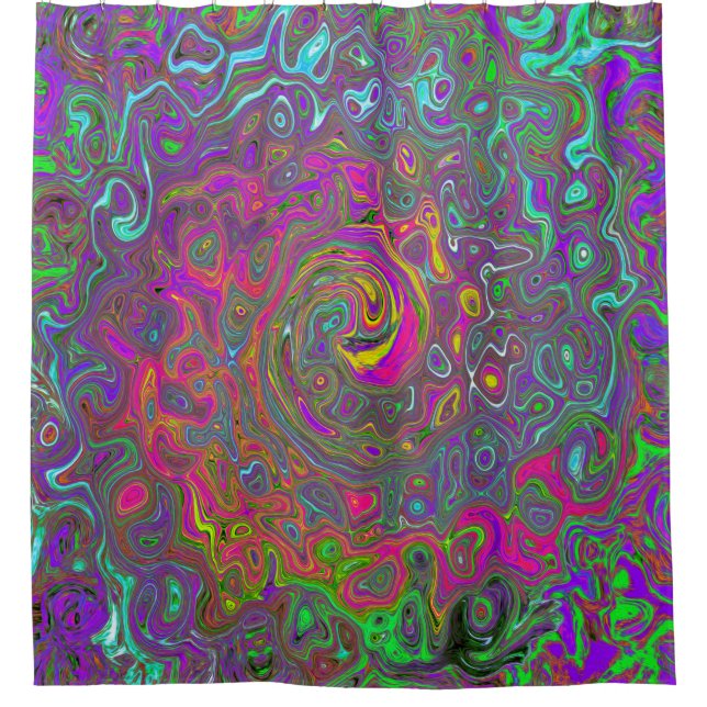 Cortina Para Box Trippy Hot Pink Abstrato Retro Liquid Swirl (Frente)