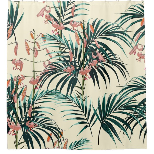 Cortina Para Box Tropical background with jungle plants. Seamless t (Frente)