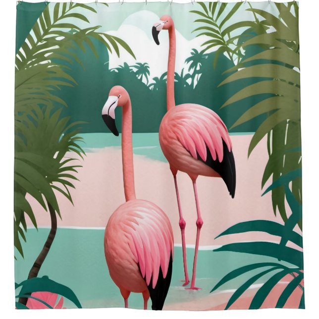 Cortina Para Box Tropical Flamingo Paradise (Frente)