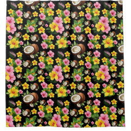 Cortina Para Box Tropical Floral Negra