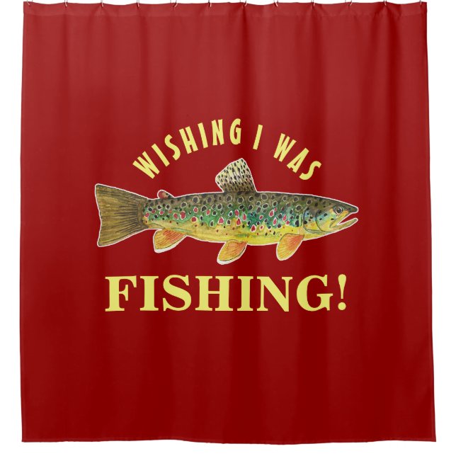 Cortina Para Box Truta Marrom "Queria Estar Pescar" (Frente)