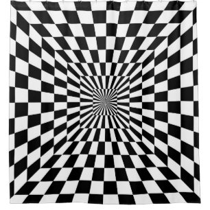 Cortina Para Box túnel de chessboard com ilusão óptica