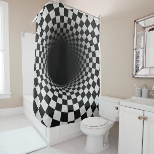 Cortina Para Box Túnel de Ilusão Óptica Preto e Branco