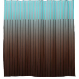 Cortina Para Box Turquesa e Stripe Marrom