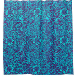 Cortina Para Box Turquesa venenosa padrão floral roxo escuro