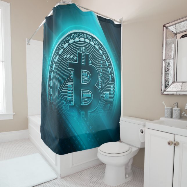 Cortina Para Box Turquoise Bitcurrency Cryptocurrency BTC Blocchain (In Situ)