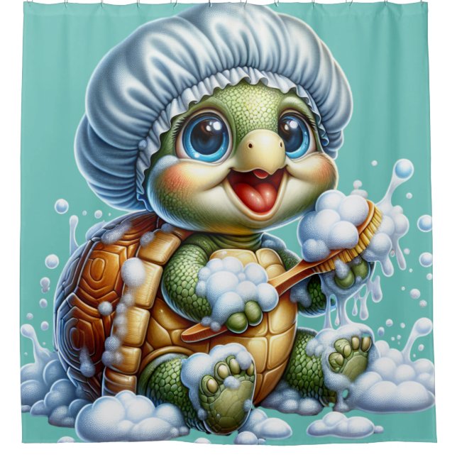 Cortina Para Box "Turtle Bath Time Divertido" (Frente)