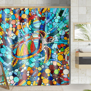 Cortina Para Box Turtle Colorful mosaico art