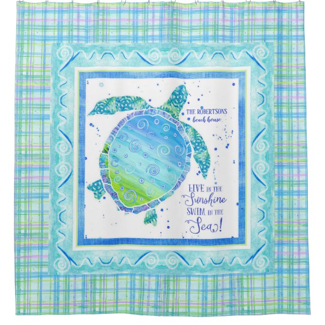 Cortina Para Box Turtle Sea Natação Tartaruga Beach, em direto (Frente)