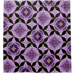 Cortina Para Box Um ouro ametista roxo e abstrato preto