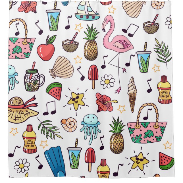 Cortina Para Box Um padrão perfeito com elementos de verão. ilustra (Frente)