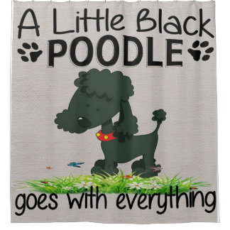 Cortina Para Box Um Pequeno Poodle Negro Dom- Bonito, Engraçado Pre