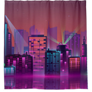 Cortina Para Box Uma paisagem urbana colorida e brilhante. ilustra