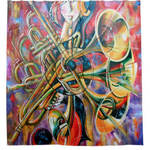 Cortina Para Box Uma pintura a óleo na canvas. Música, a garota me