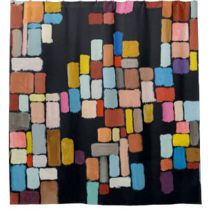 Cortina Para Box Uma pintura de abstrato; formas geométricas em um