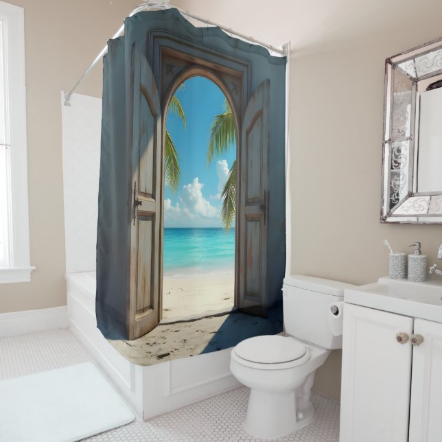 Cortina Para Box Uma visão chave da praia de Caribe (In Situ)