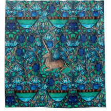 UNICORN ENTRE FLORES AZUIS Aqua Blue Green Floral