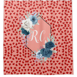 Cortina Para Box unique Red hearts on pink and pattern Custom