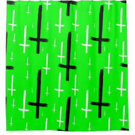 Cortina Para Box upside down inverted cross acid green black