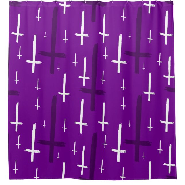 Cortina Para Box upside down inverted cross purple (Frente)