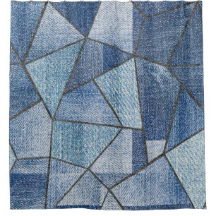 Cortina Para Box Urbano Denim: Design de Patchwork com Distúrbios